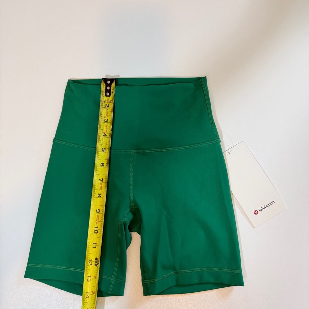 lululemon Biker Shorts Wunder Train High Rise 6’ Sz 2 Green Workout Minimalist - Picture 5 of 13